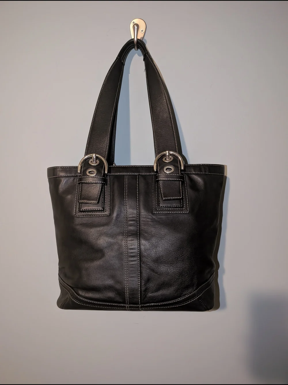 Coach Black Leather Soho Tote #F11093 - Picture 1 of 6